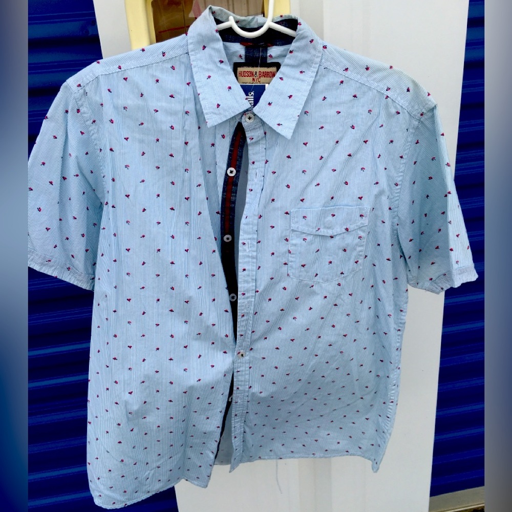 Hudson & Barrow NYC Casual Short Sleeve Button Down Shirt - Size: XL
